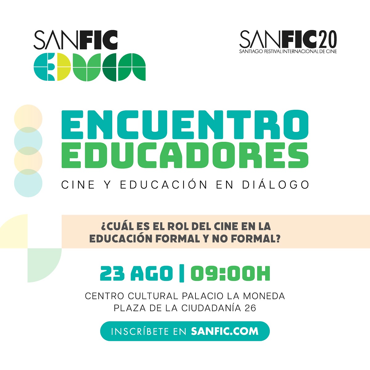 SANFIC | INSCRIPCIÓN GRATUITA 👀🎬 En el marco del Santiago Festival  Internacional de Cine, te invitamos a ser parte del “Encuentro de educadores:…  | Instagram